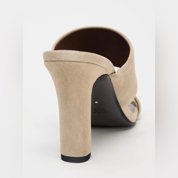 🔥🔥Zara Women's Tan Suede Heeled Sandals - Picture 6 of 6